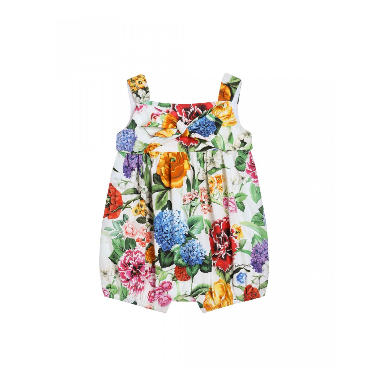 Floral-print cotton poplin romper suit