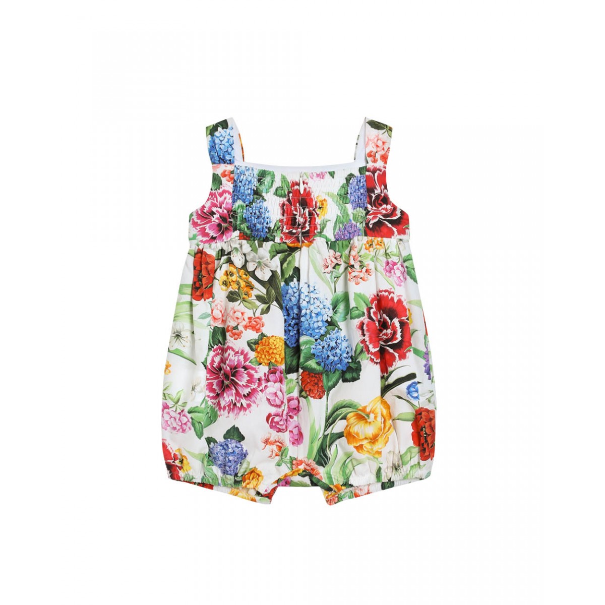 Floral-print cotton poplin romper suit