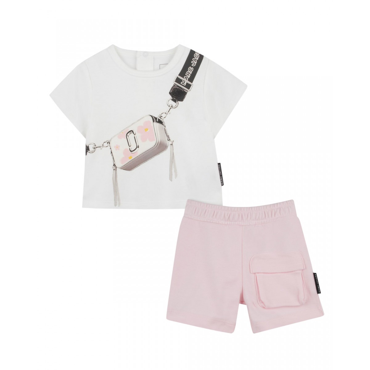 Baby girls' pink cotton shorts set