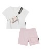 Baby girls' pink cotton shorts set