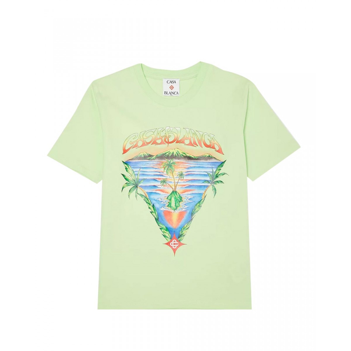 Triangle-logo cotton T-shirt in green