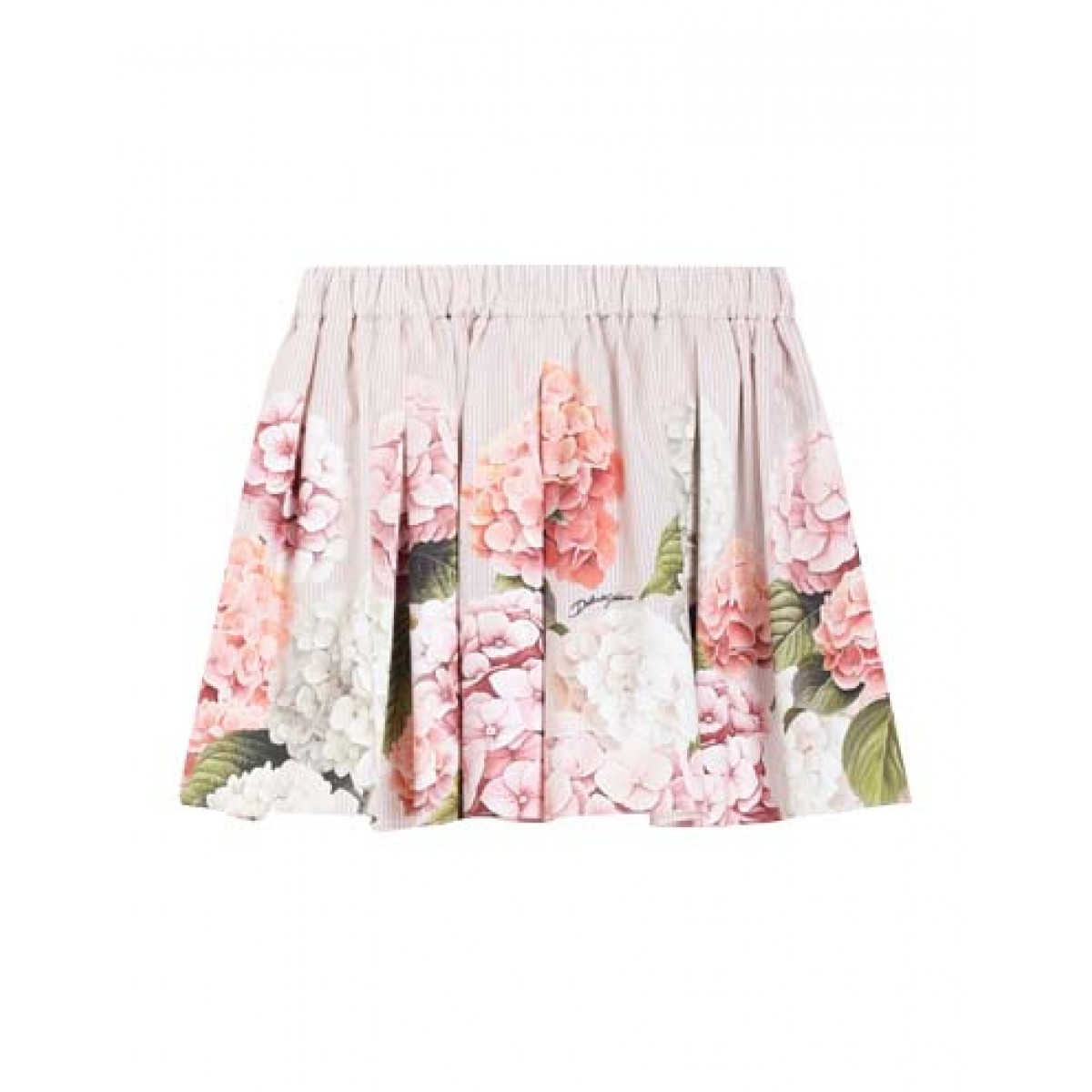 Hydrangea-print canvas skirt