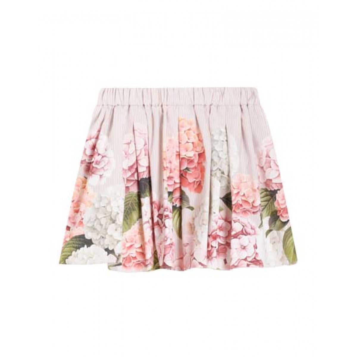 Hydrangea-print canvas skirt