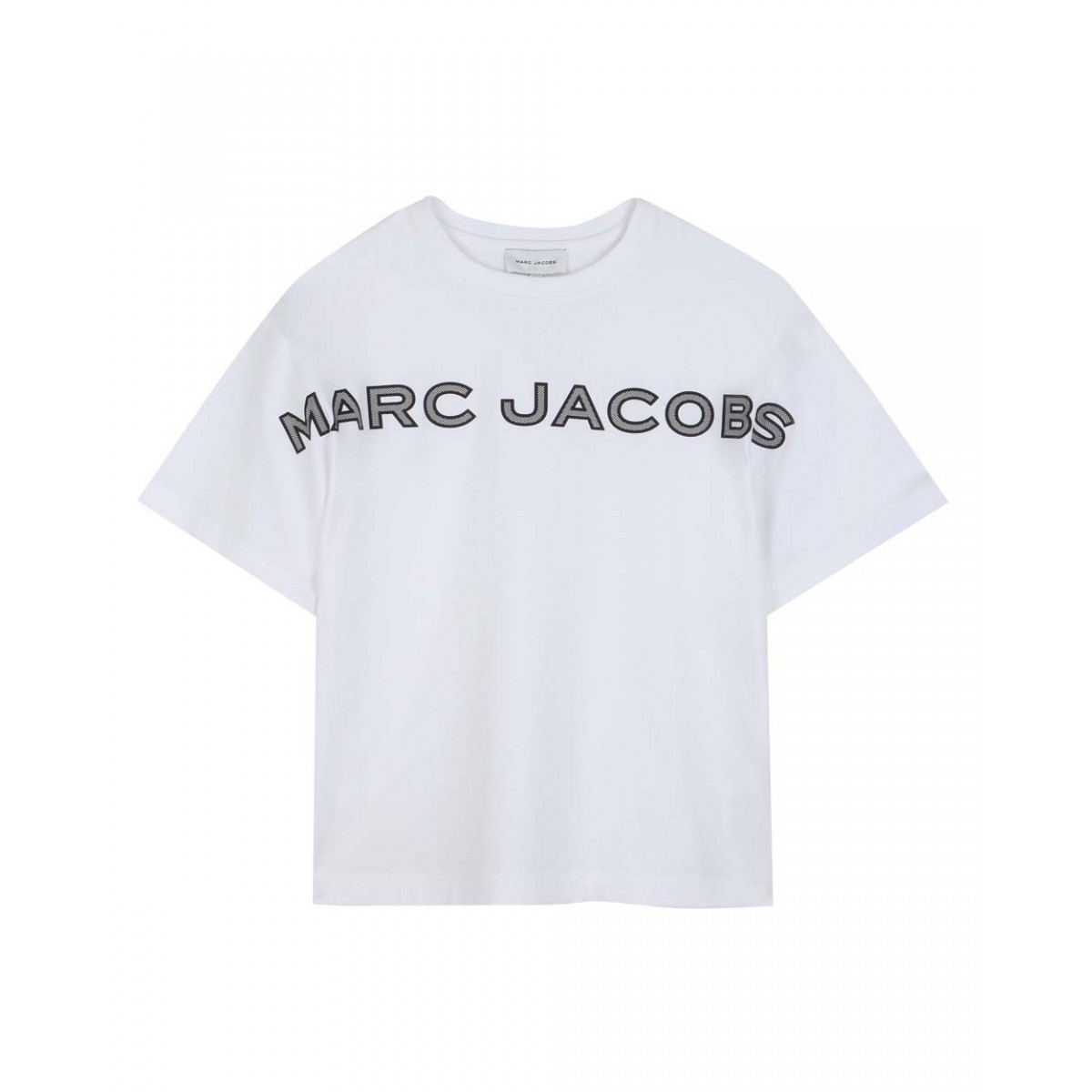 Boys’ white cotton T-shirt with logo print